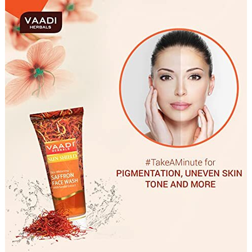 Vaadi Herbals Value Pack of Skin Whitening Saffron Face Wash with Sandal Extract, 4 x 60ml
