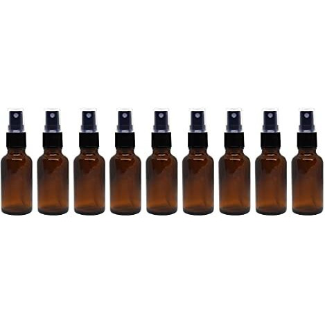 nsb herbals 30 ml Refillable Amber Fine Mist Spray Glass Bottles with Leak Proof Spray Pump for Multipurpose uses for DIY Perfume, Essential Oils, Blends, Aromatic Water, Beauty Products (Pack of 9)