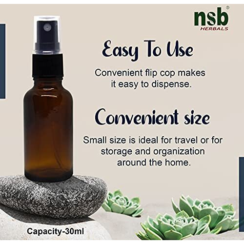 nsb herbals 30 ml Refillable Amber Fine Mist Spray Glass Bottles with Leak Proof Spray Pump for Multipurpose uses for DIY Perfume, Essential Oils, Blends, Aromatic Water, Beauty Products (Pack of 9)