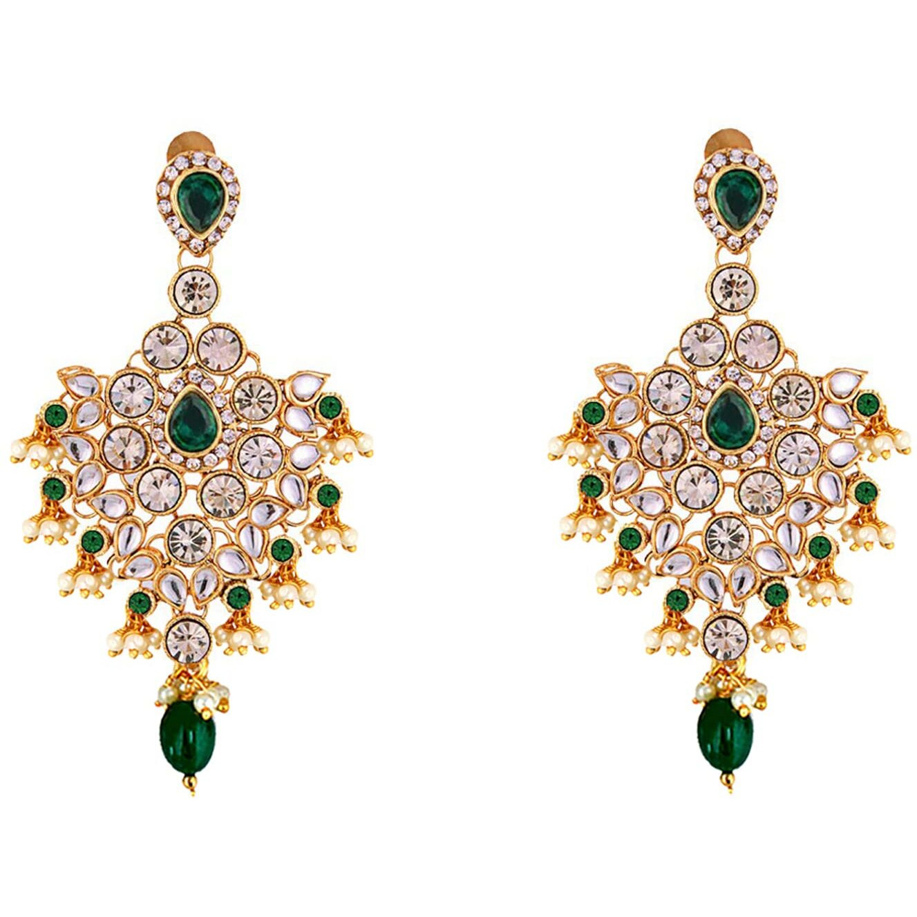Lucky Jewellery Wedding Designer Green Color Gold Plated Dulhan Choker Bridal Set for Girls & Women (2475-L1ZS-KD124-G)