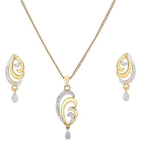 Estele Jewellery for Women Gold & Rhodium Plated Trendy and Fashionable Pendant Necklace Set with White Stones for Girls and Women-AD-002-2TNWE NKER