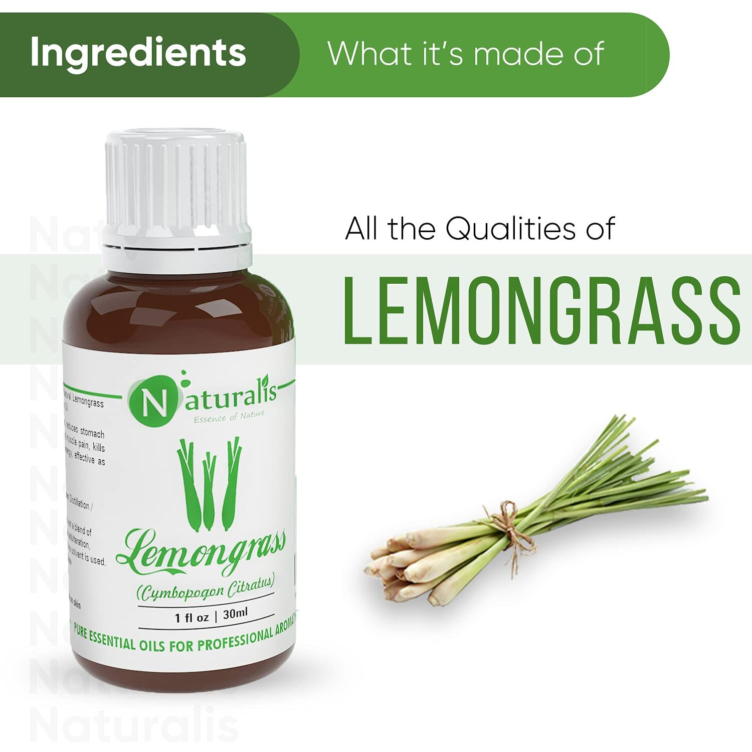 Lemongrass Essential Oil by Naturalis 100% Pure Natural Essential Oil - 30 ml