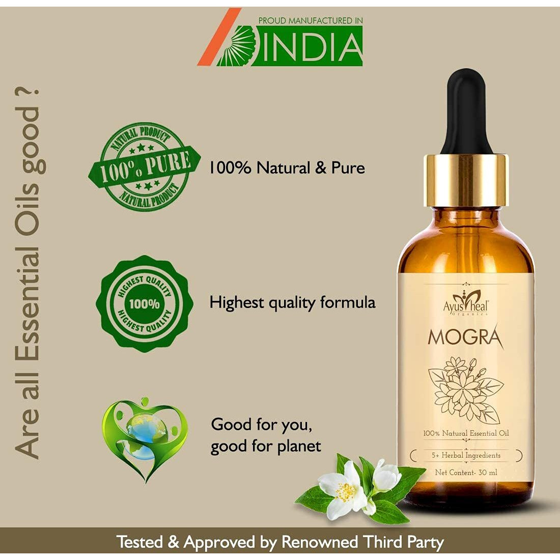 Ayusheal Mogra Essential Oil 100% Pure & Natural 30 ML (Mogra)