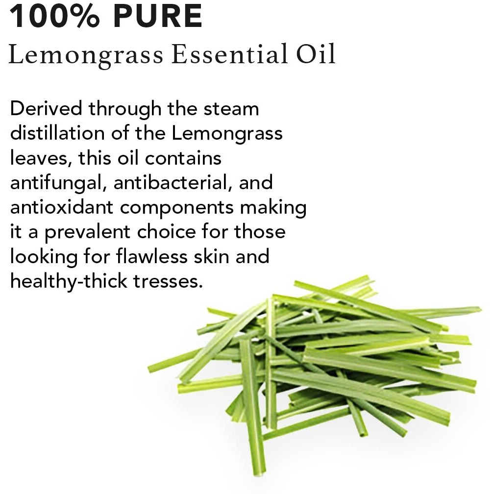 RAS Luxury Oils Pure Essential Oil | Lemon Grass | 100% Pure, Natural for Hair Care| Cleanse Skin, Minimise Pores & Reduces Stress | Detoxifies Skin & Reduces Dandruff | Organic & Vegan, 10ml