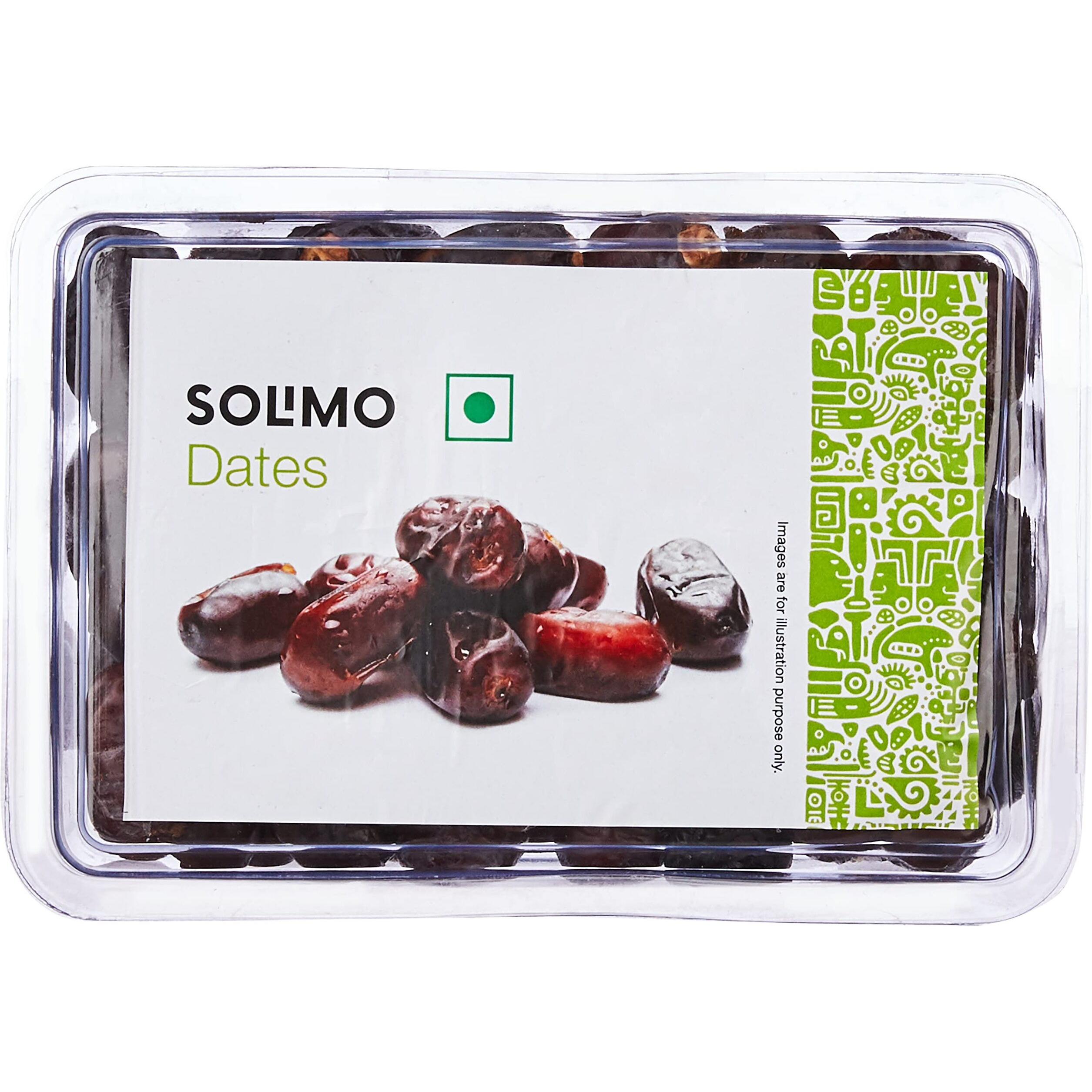 Amazon Brand - Solimo Fresh Dates 500 Gram | Khajur Dry Fruit | Natural Sweetener | No Preservatives Or Additives