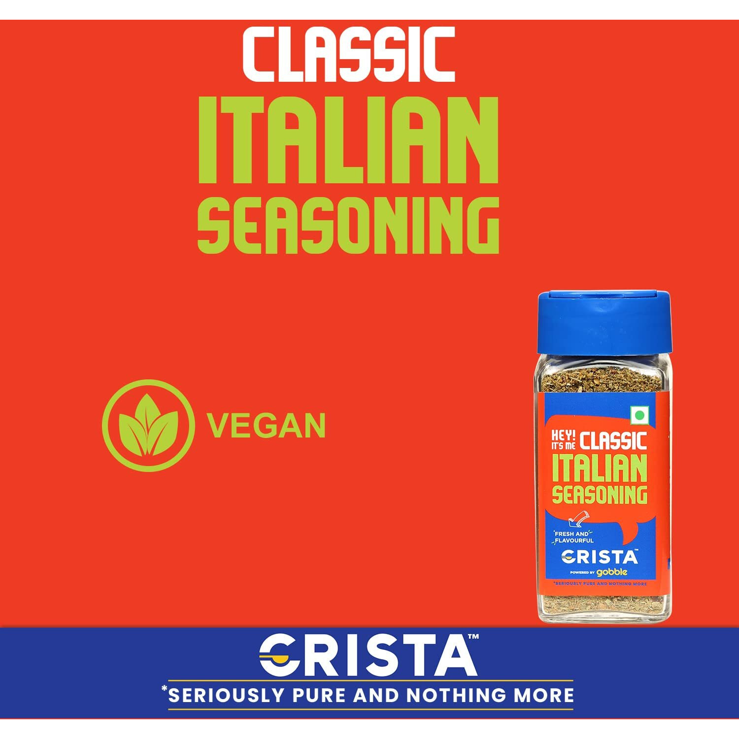 CRISTA Classic Italian Seasoning | Pizza & Pasta Seasoning | Vegan | Fresh & Flavourful | Zero added Colours, Fillers, Additives & Preservatives | 40 gms
