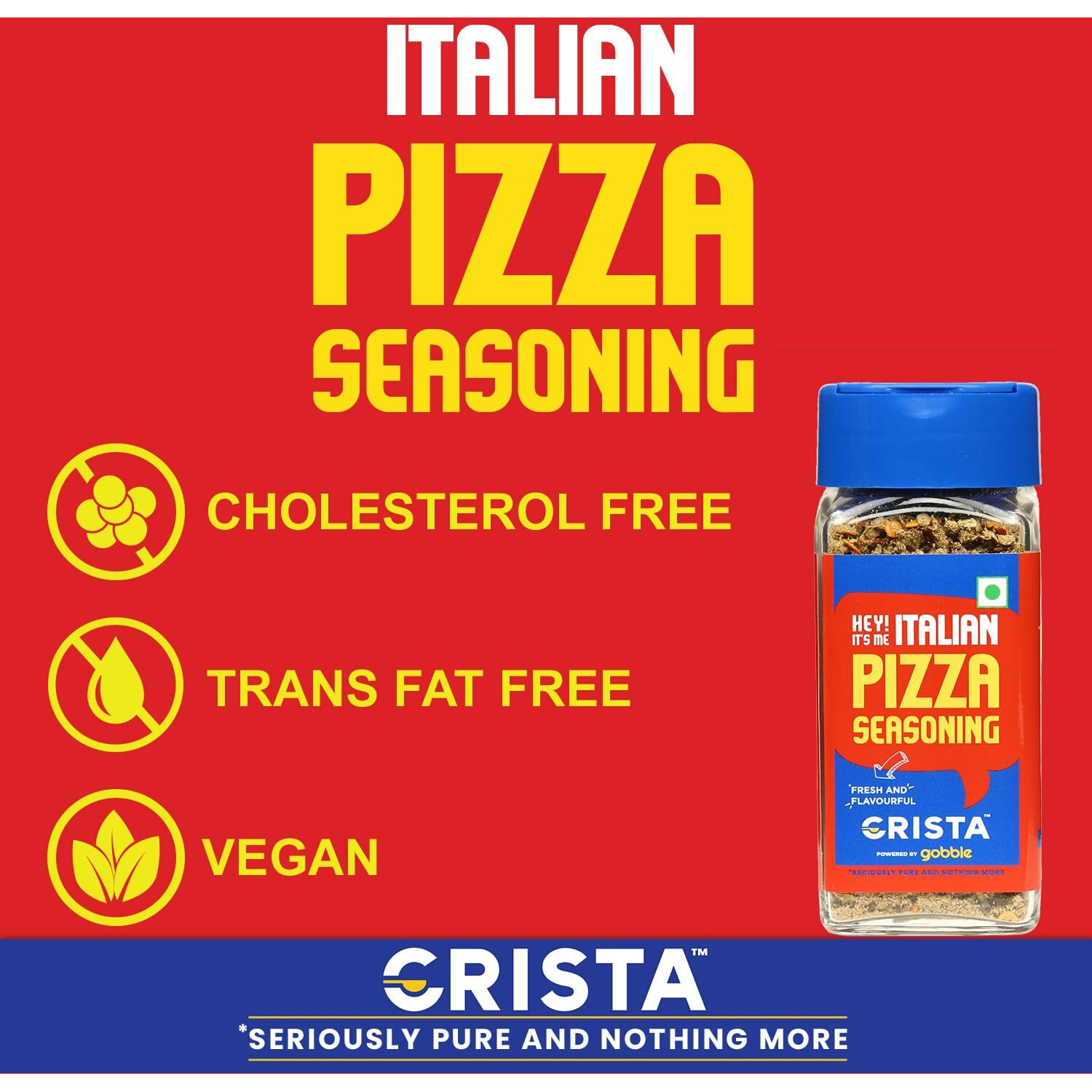 CRISTA Italian Pizza Seasoning | Pasta, Salads & Breads Seasoning | Vegan | Fresh & Flavourful | Zero added Colours, Fillers, Additives & Preservatives | Cholesterol Free | Trans Fat Free | 40 gms