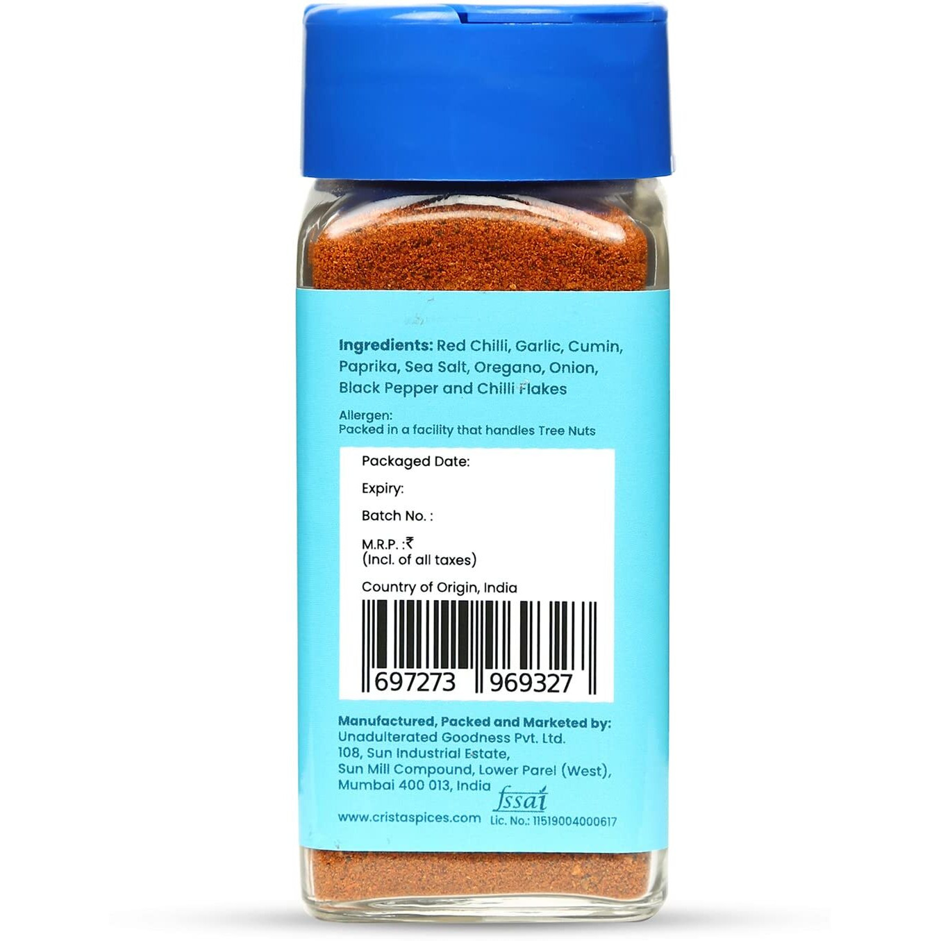 CRISTA Mexican Taco Seasoning for Taco, Enchilada & Burrito | Premium Herbs with authentic Mexican Flavours | Zero added Colours, Fillers, Additives & Preservatives | Vegan | Pack of 2| 45 gms each