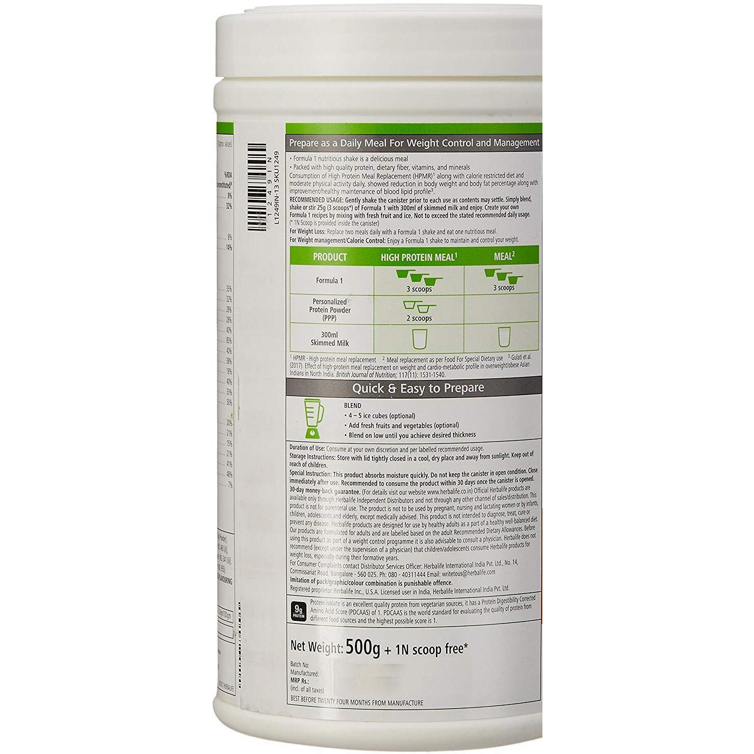 Herbalife Nutrition Formula 1 Shake for Weight Loss (Strawberry, 500 g)