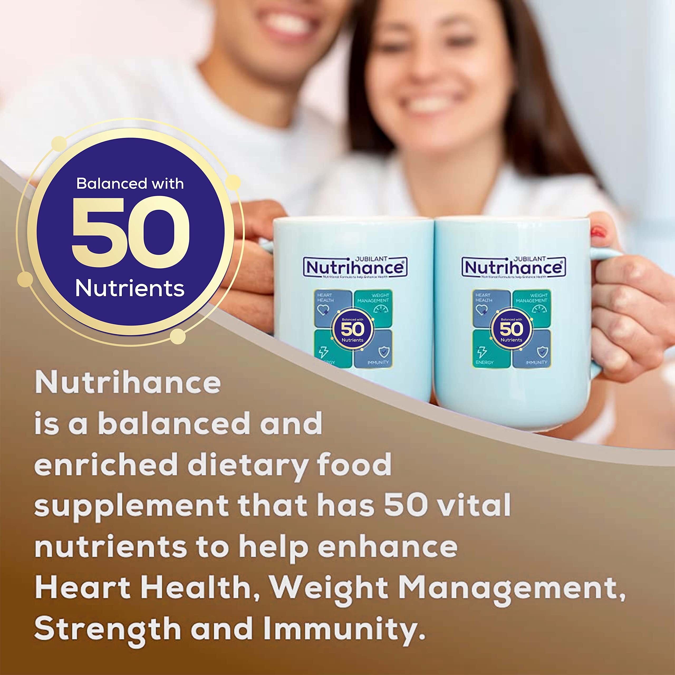 JUBILANT Nutrihance Nutritional Drink In Chocolate Flavour Powder, 50 Vital Nutrients | Promotes Heart Health, Immunity Building, Weight Management, Energy Booster (200 Gm)