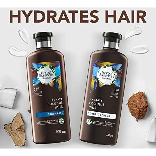 Herbal Essences Coconut Milk Conditioner For Hydration, No Paraben, Colorants & Gluten For Damaged Hair, 400ml