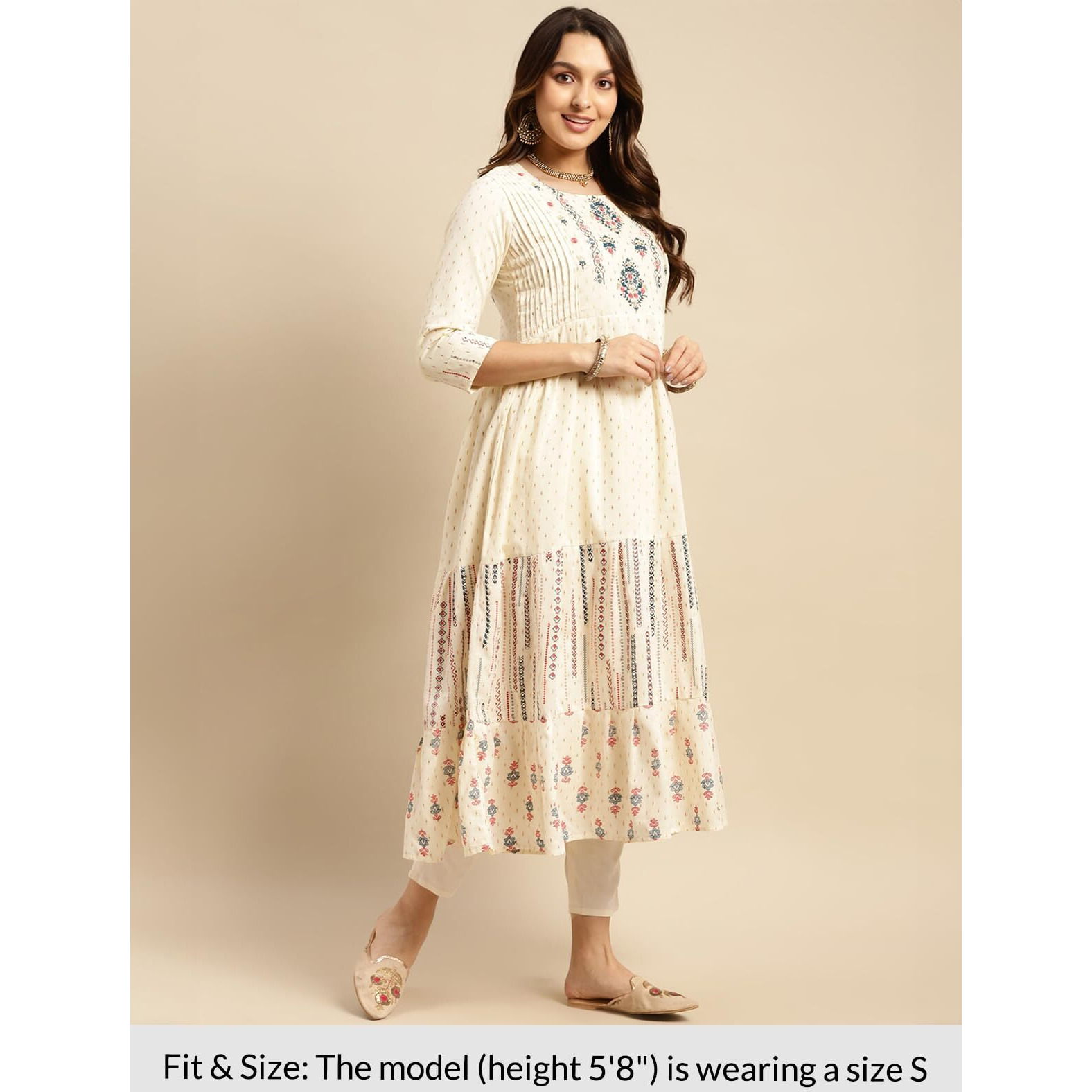 rangita Off White Cotton Calf Length Embroidered Anarkali Kurti for Women | Kurta for Women_3XL