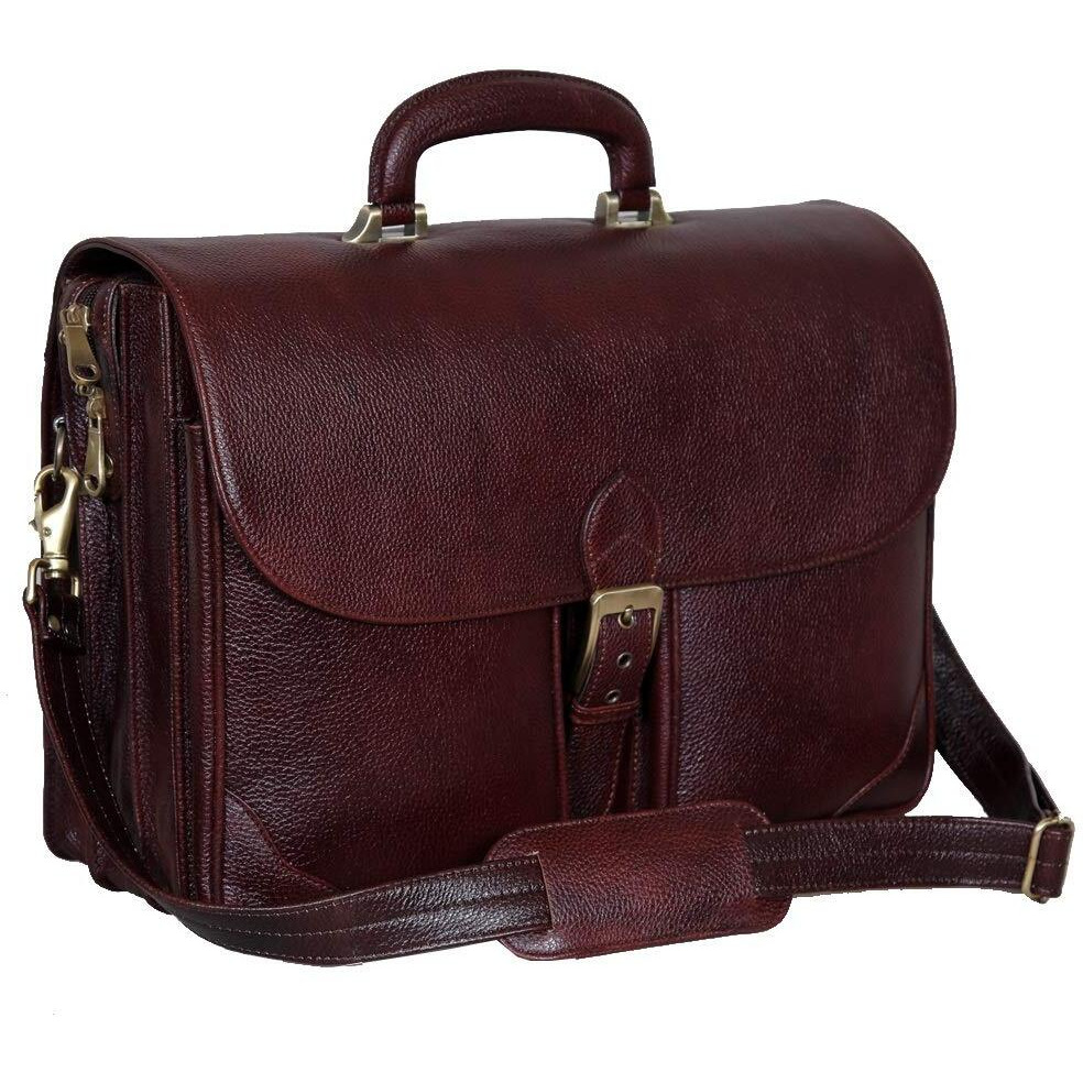 HYATT Leather Accessories 16.5 Inch Laptop Briefcase for Men (Colour Brown)