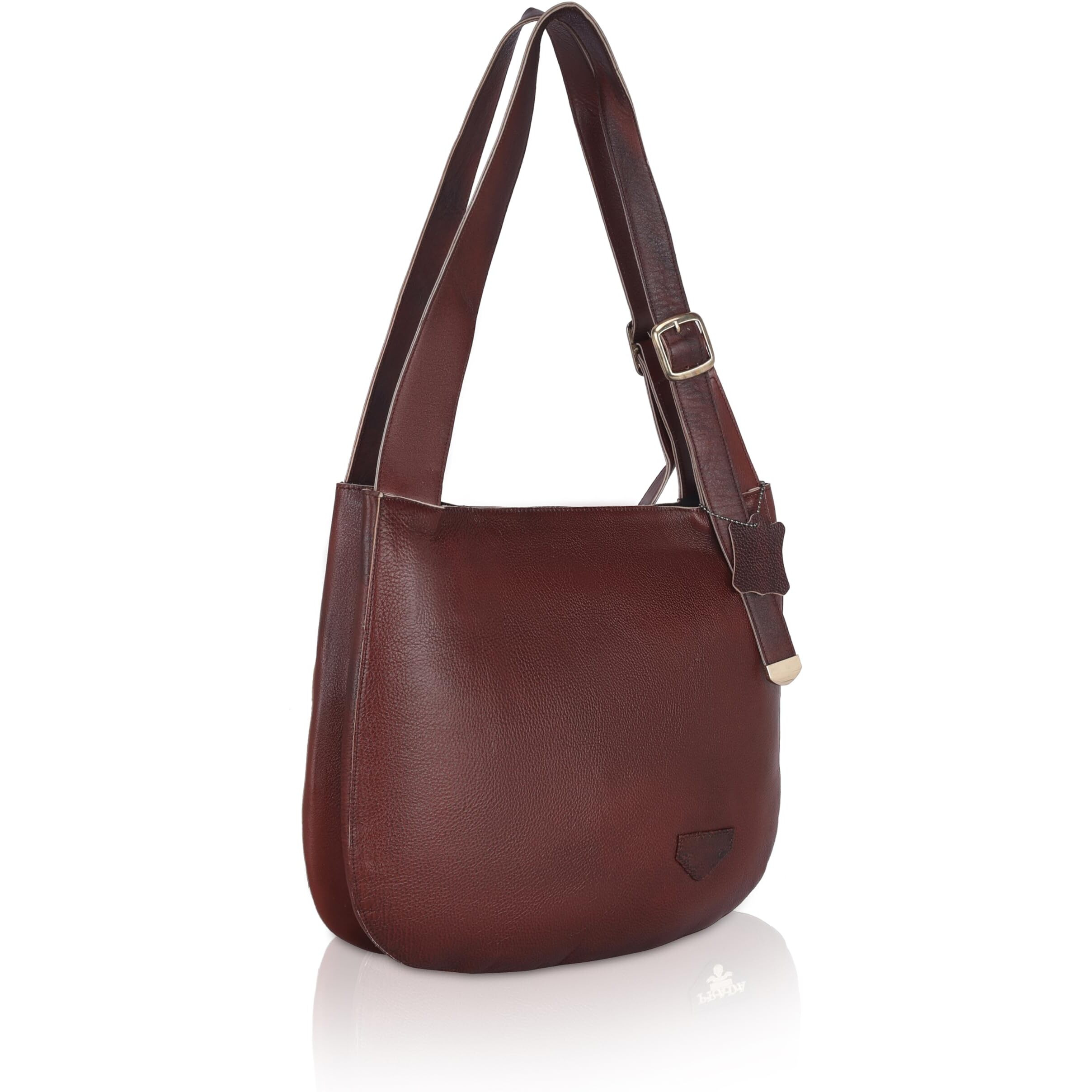 HYATT Leather Accessories Full-Grain Leather Top-Handle satchels Tote Handbags & Shoulder Sling Bags For Women Office Branded Size- L-14.7 X H-13 x W- 3 Inch (BROWN)