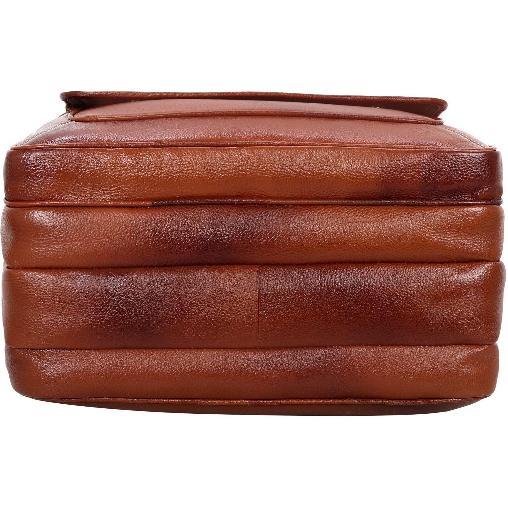 HYATT 100% LEATHER Shoulder Bag For Men & Women with Expandable Features & Comfortable 15.6 Inches Laptop Compartment. (Tan)