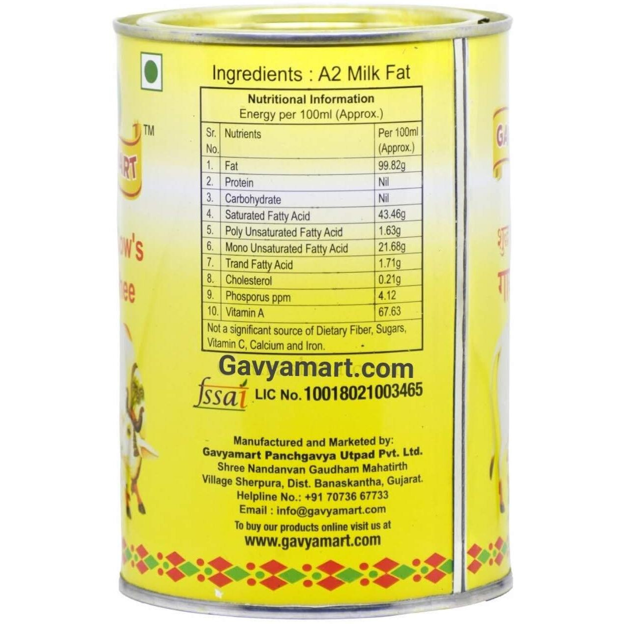 Gavyamart Indian A2 Cow Ghee 100% Pure Non GMO - Made of kankrej Organic Cow Ghee (1L)