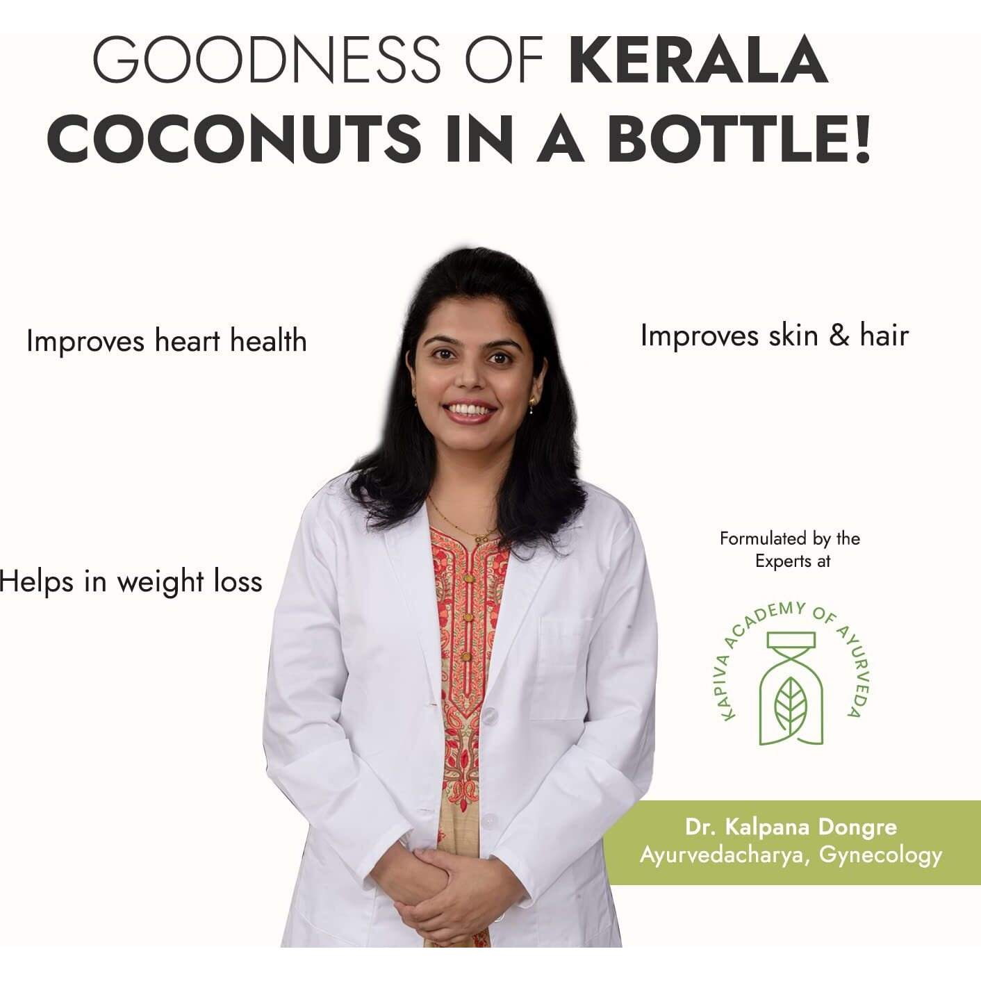 Kapiva Virgin Cold-Pressed Coconut Oil | 100% Pure, Organic & Edible | For Cooking, Skin & Hair Health, Oil Pulling (500ml)
