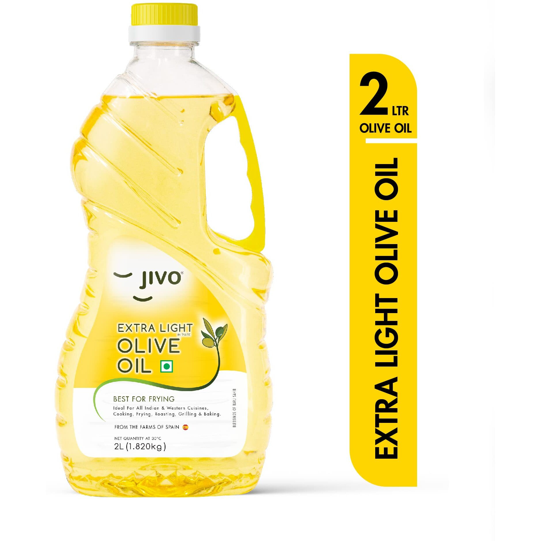 Jivo Extra Light Olive Oil, 2L for Cooking, Dressings, Salad and Soups, Dips & Marinades.(Pet Bottle)