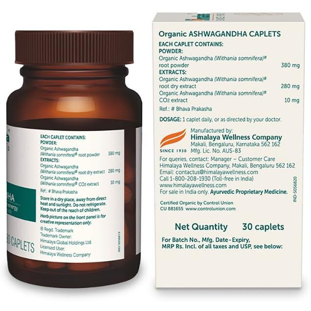 Himalaya Organic Ashwagandha 670mg |Helps Release Stress | Rejuvenates Mind and Body | General Wellness | Pack of 30