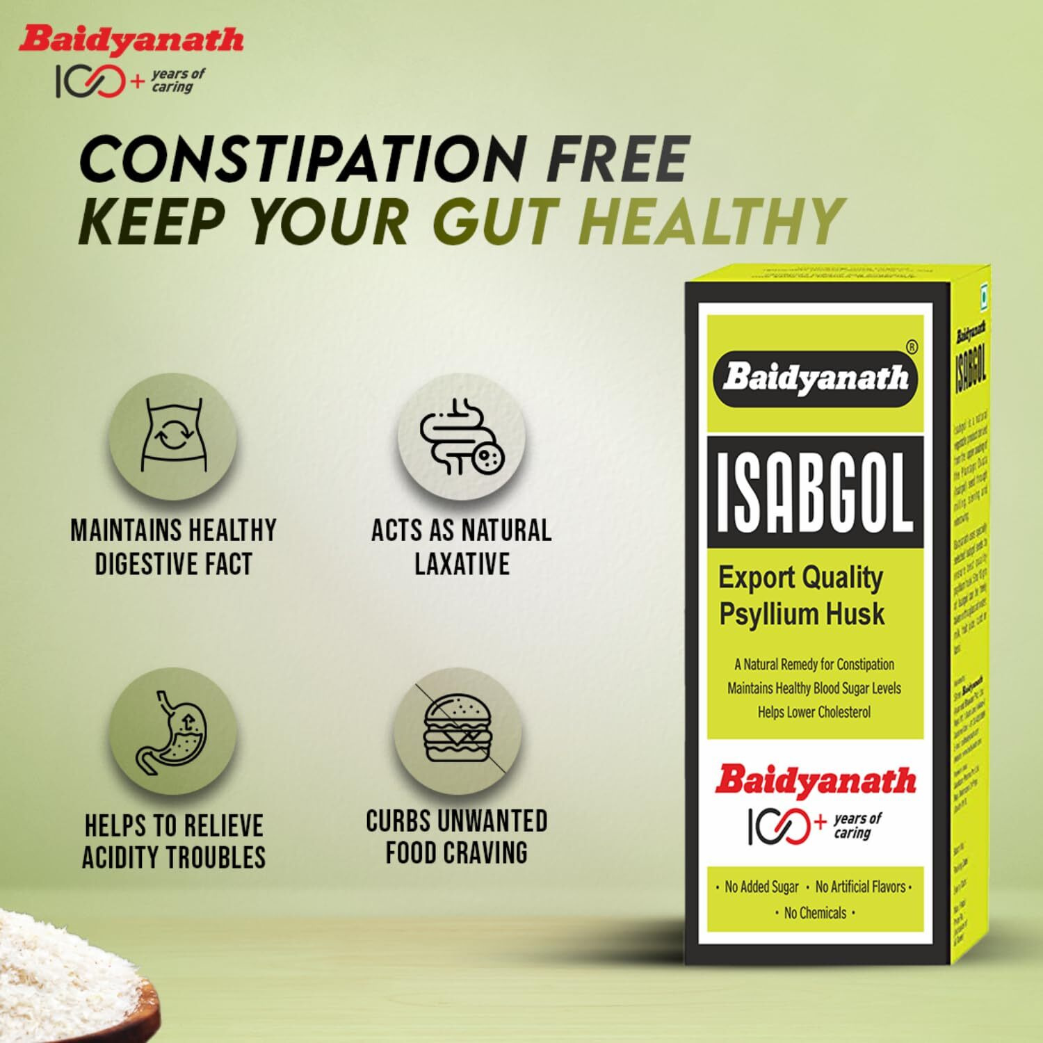 Baidyanath Vansaar Isabgol - Psyllium Husk Powder - 200gm | Effectively Relieves Constipation | Fibre Supplement For Digestion