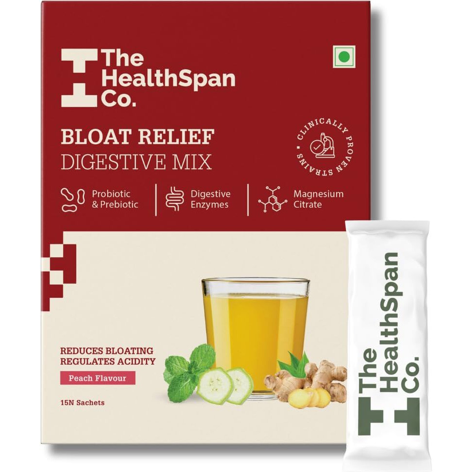 The Healthspan Co. | Get Relief from chronic bloating, gas, acidity & constipation | Probiotics For Men & Women | 3 BN CFU Of Clinically Proven Strains | Digestive Enzymes & Magnesium | 15 Days Pack