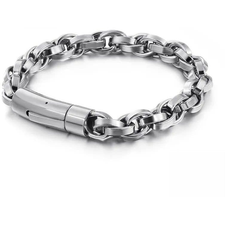 THE MEN THING CLIPLINK - 8mm Stainless Steel Bracelet, American Style - 8 inch for Men & Boys