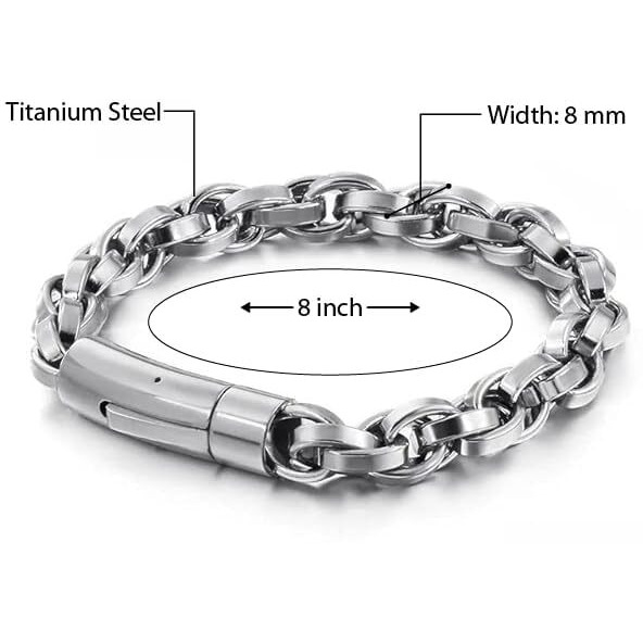 THE MEN THING CLIPLINK - 8mm Stainless Steel Bracelet, American Style - 8 inch for Men & Boys