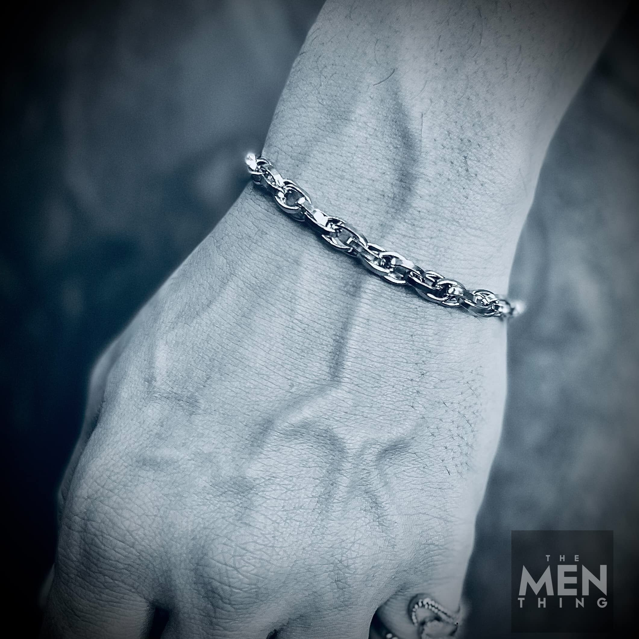 THE MEN THING CLIPLINK - 8mm Stainless Steel Bracelet, American Style - 8 inch for Men & Boys