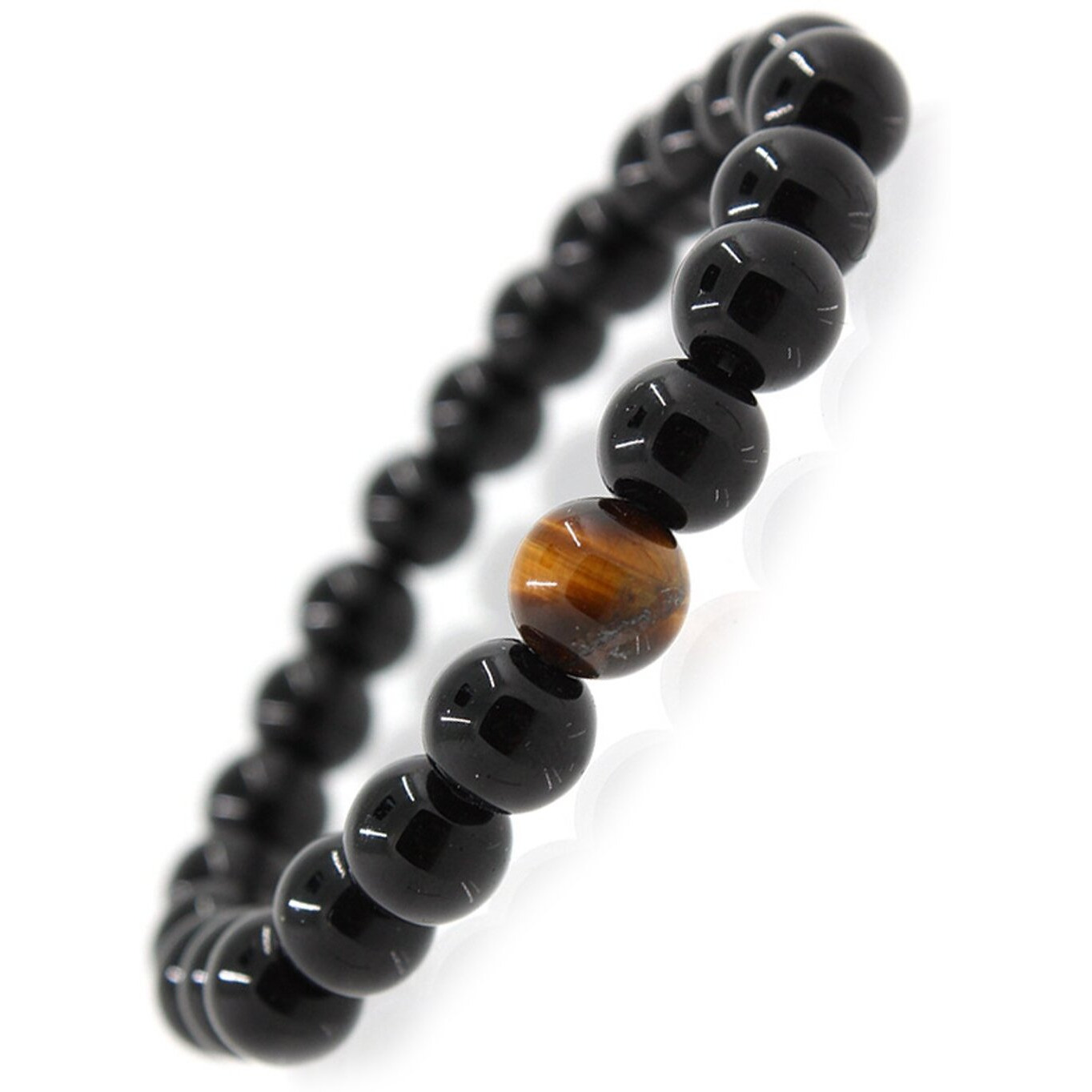 Young & Forever Gift DVine Crystal Natural Onyx Tiger Eye Stretch Yoga Beads Meditation Unisex Bracelet for Women Men