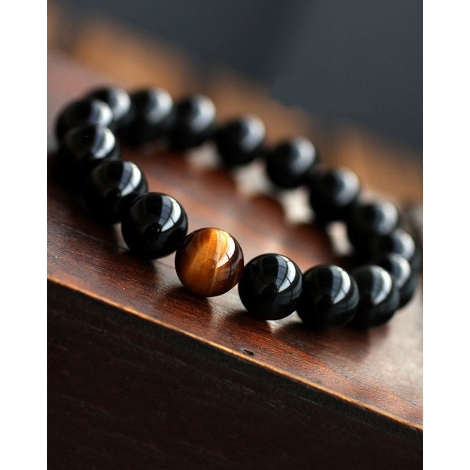 Young & Forever Gift DVine Crystal Natural Onyx Tiger Eye Stretch Yoga Beads Meditation Unisex Bracelet for Women Men
