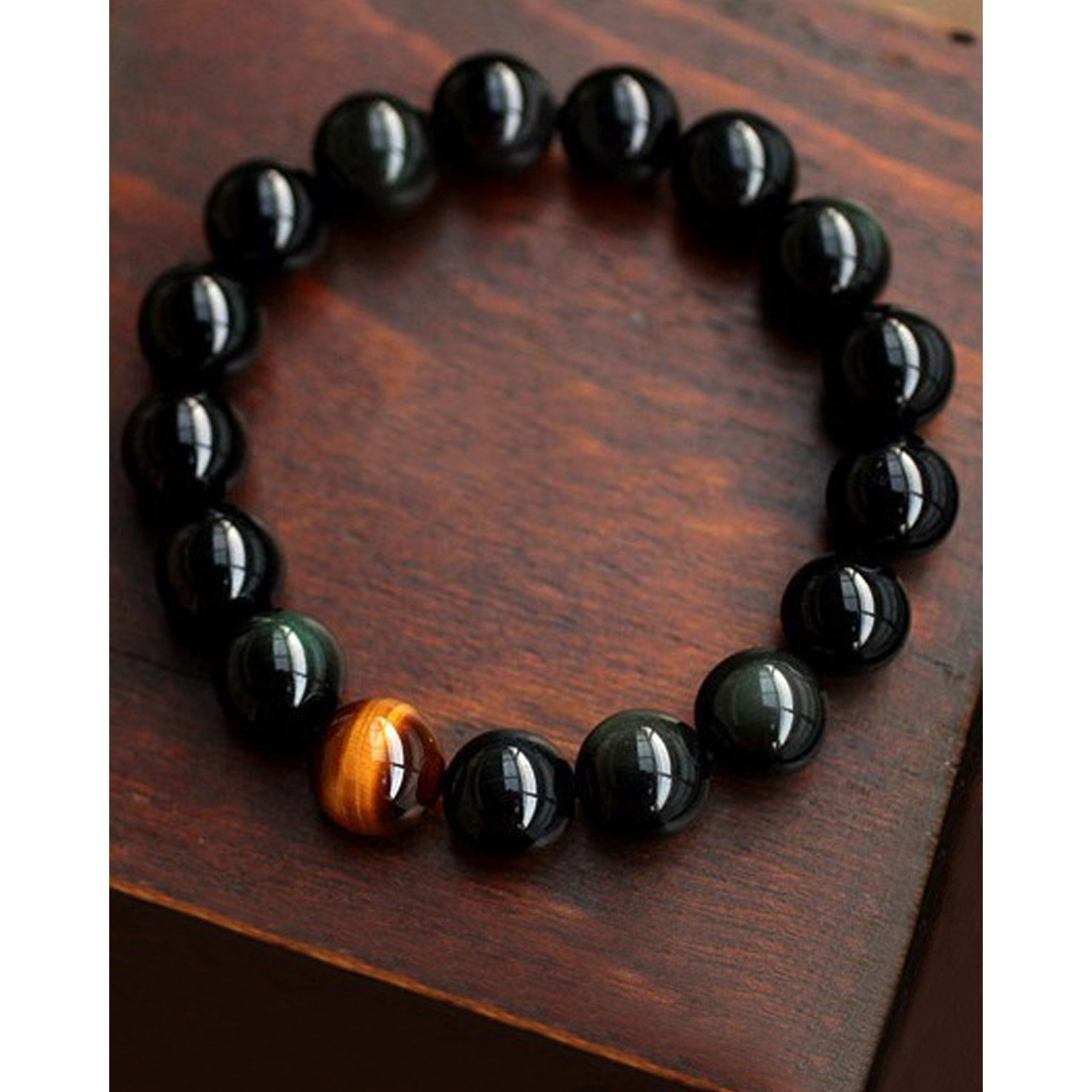 Young & Forever Gift DVine Crystal Natural Onyx Tiger Eye Stretch Yoga Beads Meditation Unisex Bracelet for Women Men