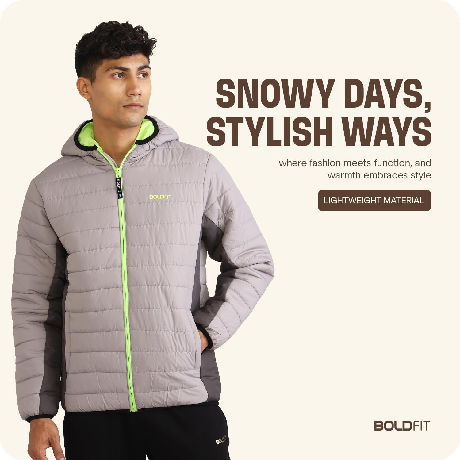 Boldfit Mens Padded Jacket (BomberJacketM-501_Grey Charcoal