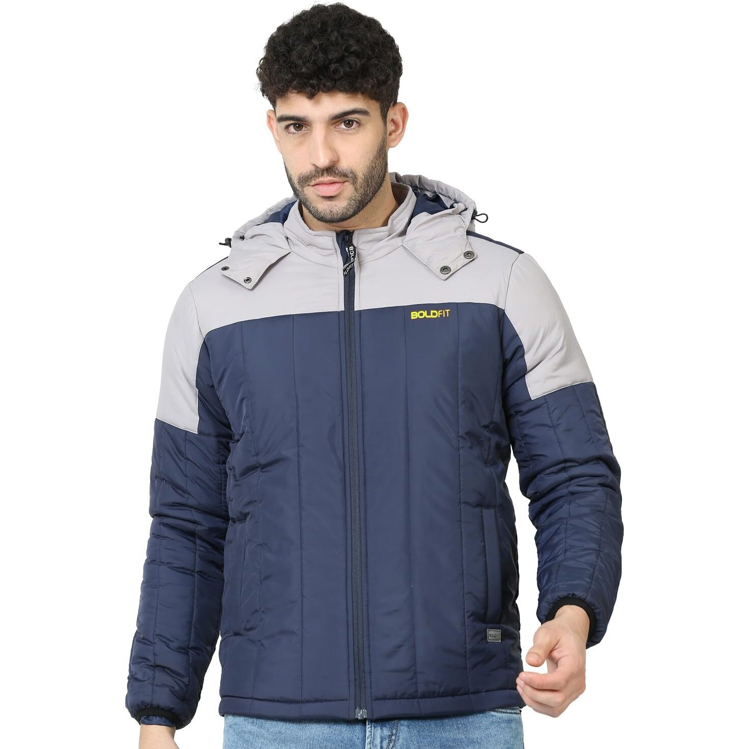 Boldfit Mens Polyester Standard Length Padded Jacket (BomberJacket505 Medium_Bluegrey)