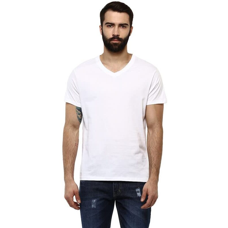 Aventura Outfitters Premium Pure Cotton V-Neck Regular Fit TShirts for Men - (Pack of 4) (AO34-S_White, Grey Melange, Rio Red & Charcoal Melange)