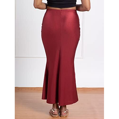 NYKD Everyday Saree Petticoat for Women - Shapewear with Drawstring, Side Slit, Mermaid Cut - Saree Shapewear, NYOE01, MAROON, M, 1N