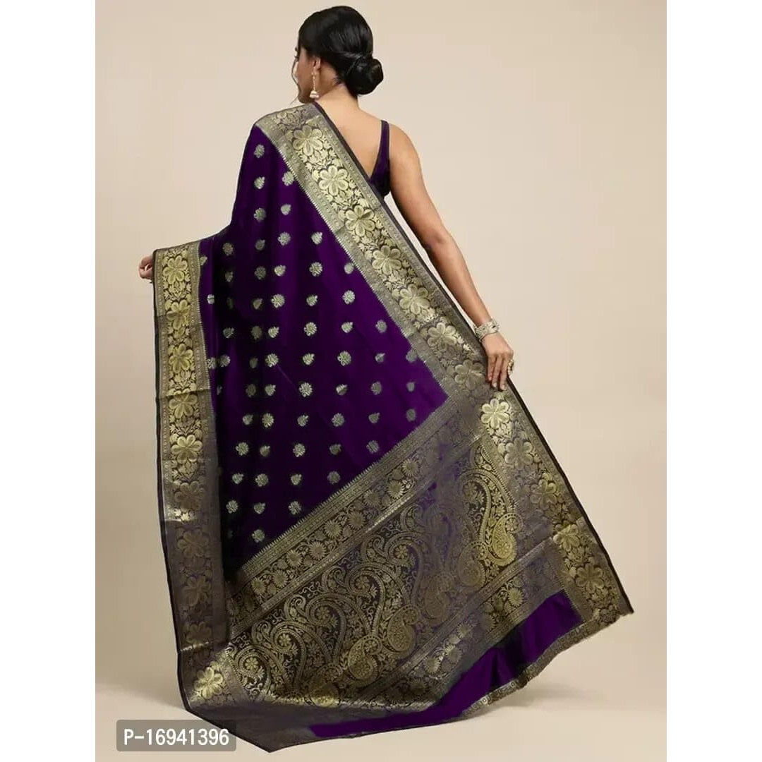 C J Enterprise Womens Banarasi Saree Pure Kanjivaram Silk Saree Soft Design Wear Pattu Sarees Latest Cotton With Blouse Piece Kanchipuram for Wedding sadi new ladies 2023 (Vruksh) (Purple)