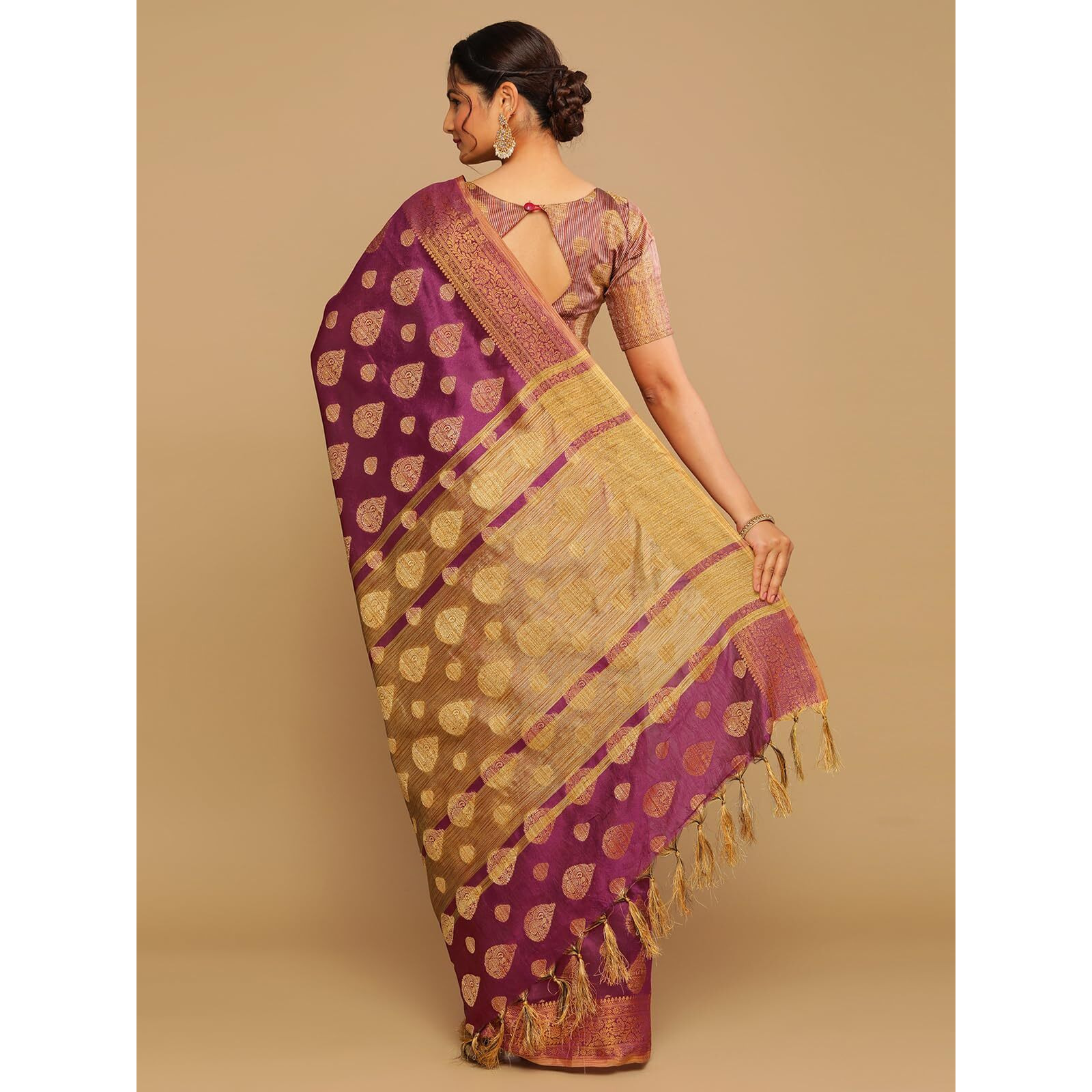 SIRIL Womens Jacquard Cotton Silk Saree with Unstitched Blouse Piece (2497S3012_Purple)