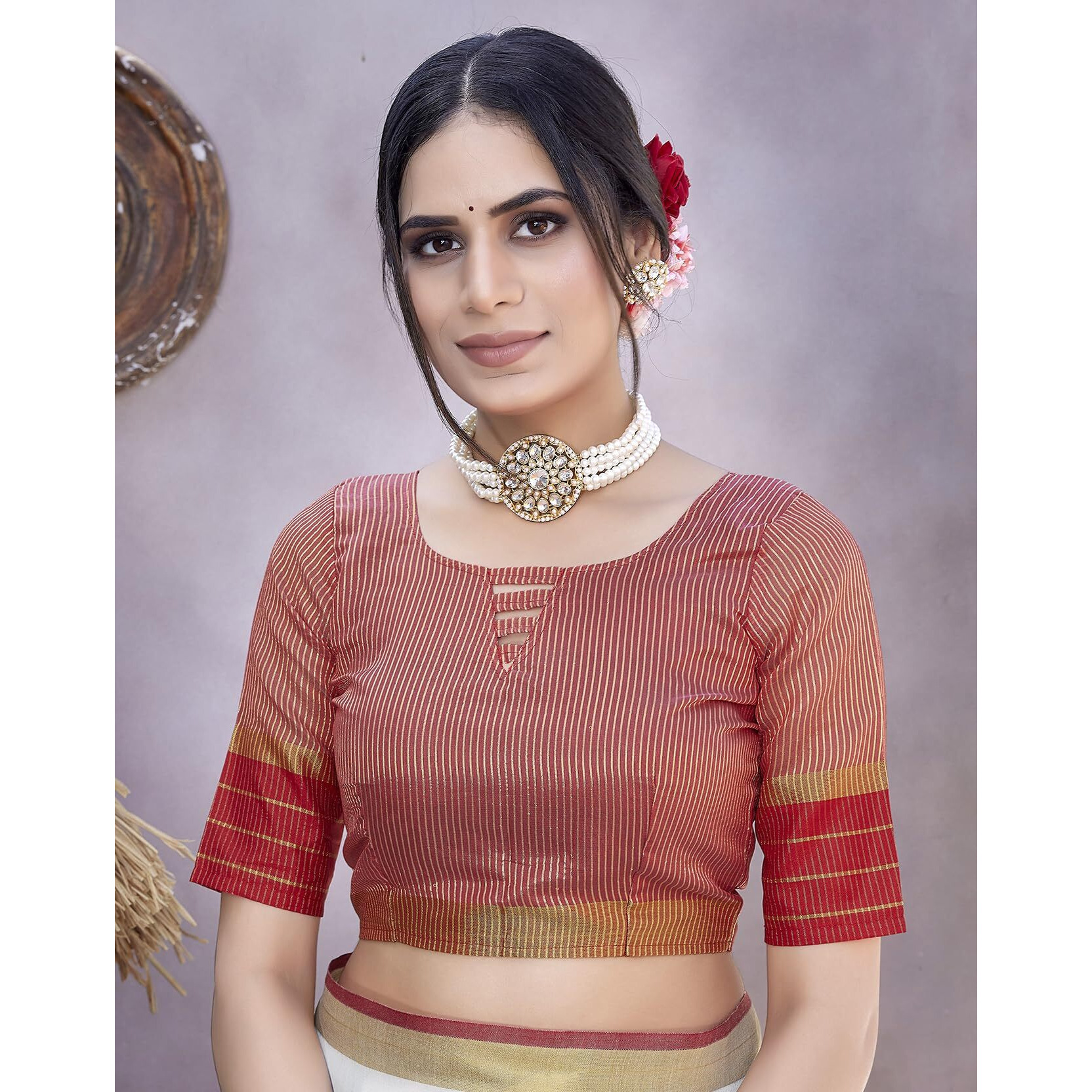 Yashika Womens Trendy Cotton Silk Saree with Blouse Material|| Pongal Special South Indian kerala Saree With Blouse Piece||(AZ-YS-OG-PONGAL ONAM-P) (Red)