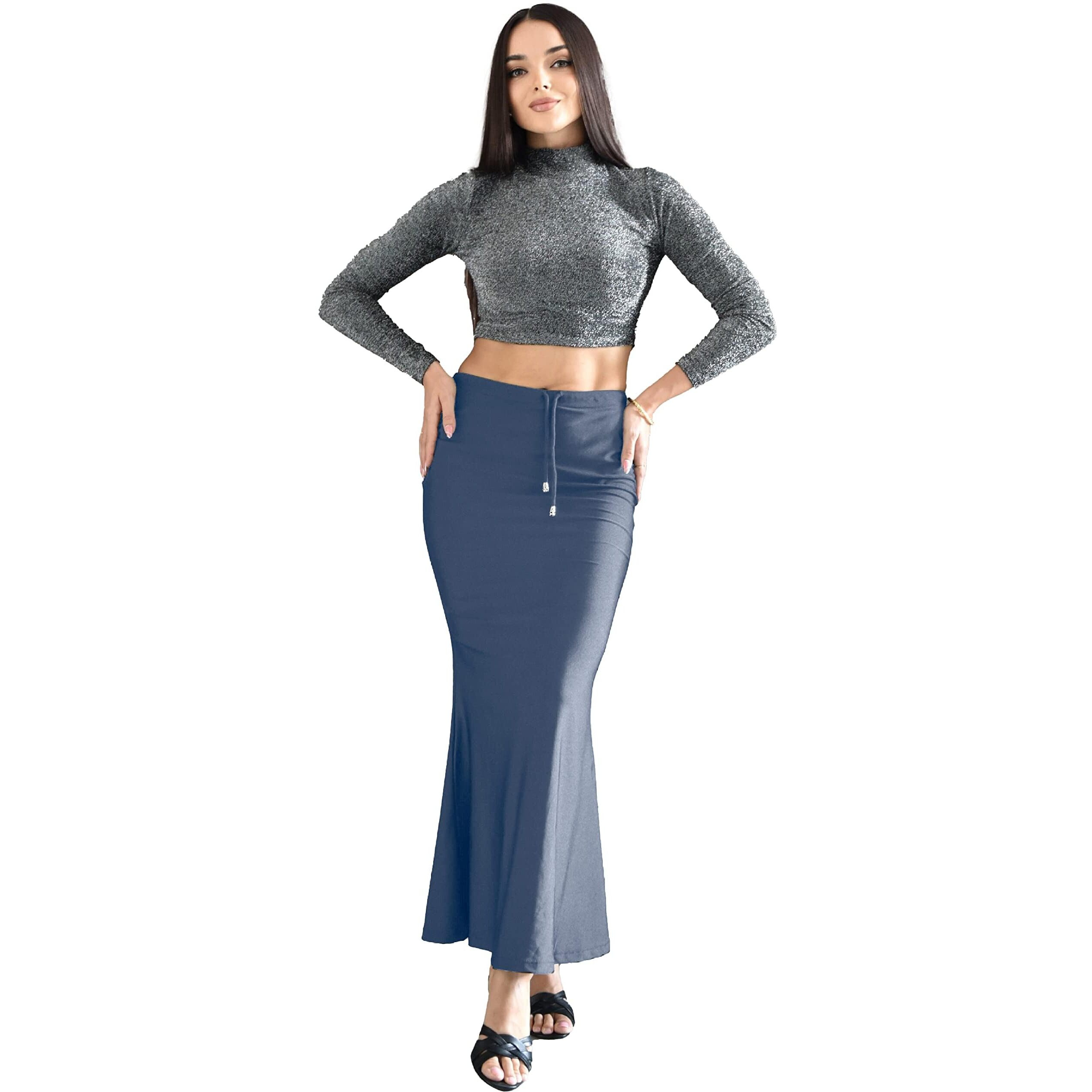 BUYONN Saree Shapewear for Women Saree Petticoat Shapewear for Saree, inskirt for Saree Shapewear, Peticote innerwear for Women Lycra Saree Shaper for saree (XX-Large Grey-Fish cut)