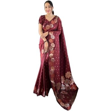 Yashika Womens Banarasi Kanjivaram Cotton Silk Jaquard Saree (AZ-YS-OG-WEAVE-Parent_Maroon)