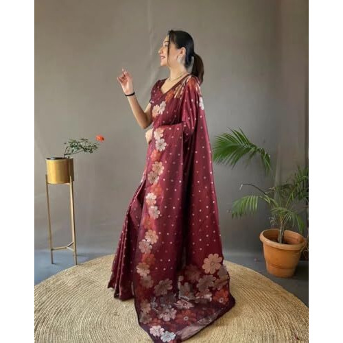 Yashika Womens Banarasi Kanjivaram Cotton Silk Jaquard Saree (AZ-YS-OG-WEAVE-Parent_Maroon)