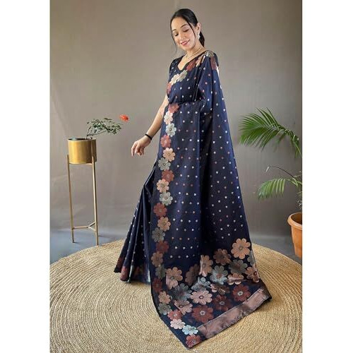 Yashika Womens Banarasi Kanjivaram Cotton Silk Jaquard Saree (AZ-YS-OG-WEAVE-Parent_Navy)