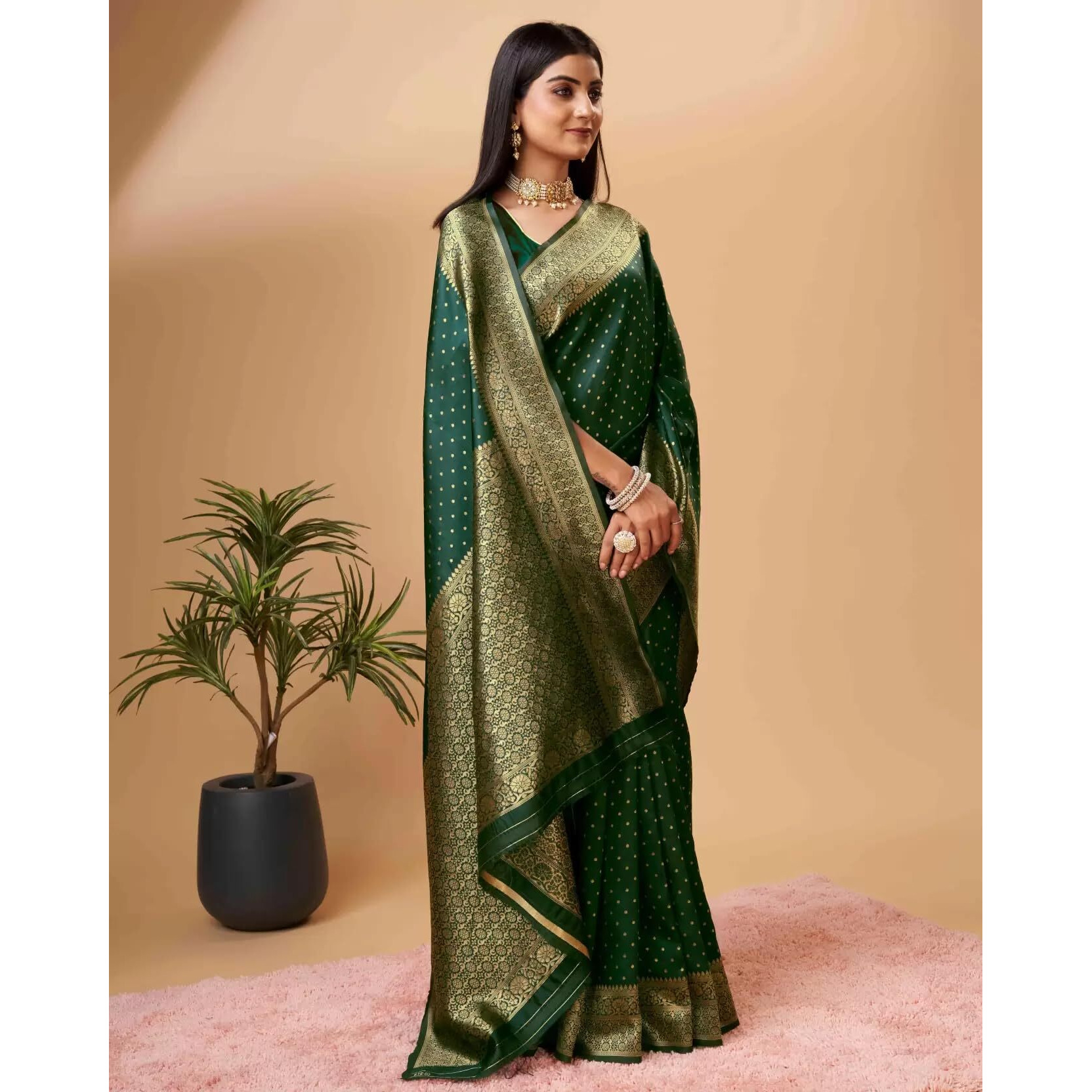 Sugathari Womens Banarasi Saree Pure Kanjivaram Silk Saree Soft new ladies 2023 Design Wear Pattu Sarees Latest Cotton Party Sari collections With Blouse Piece for Wedding sadi (SAM PARI-113 GREEN)