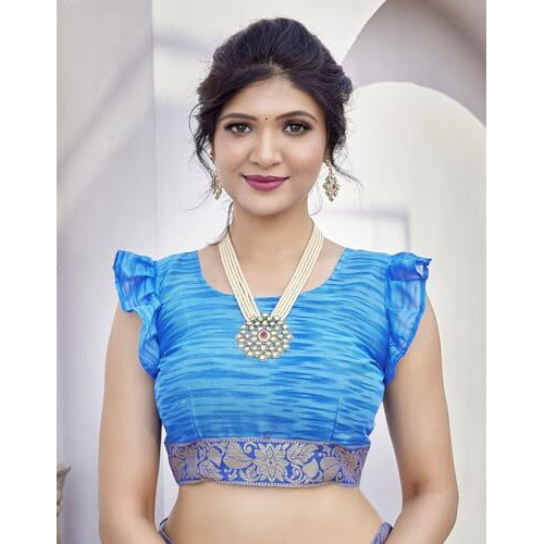 Yashika Woven Georgette Womens Saree (AZ-YS-P1-CHAYA-KIYARA-MAYA-ZUBIYA-Parent_Sky Blue)