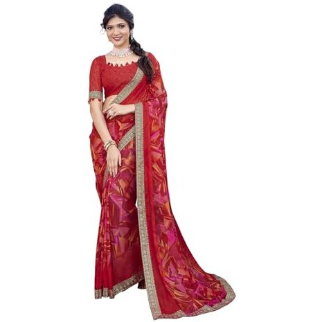 Yashika Woven Georgette Womens Saree (AZ-YS-P1-CHAYA-KIYARA-MAYA-ZUBIYA-Parent_Red 03)