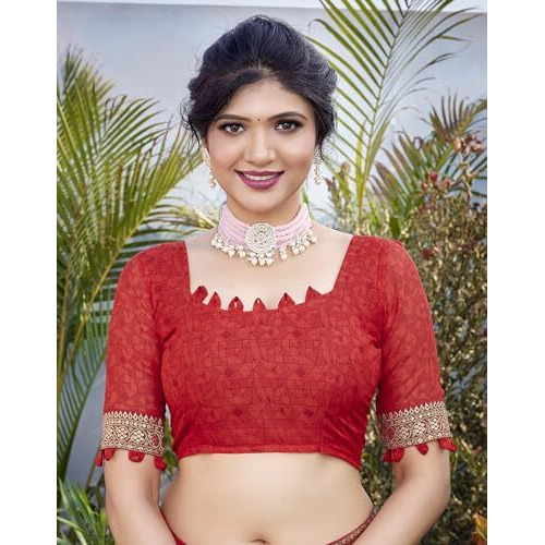 Yashika Woven Georgette Womens Saree (AZ-YS-P1-CHAYA-KIYARA-MAYA-ZUBIYA-Parent_Red 03)