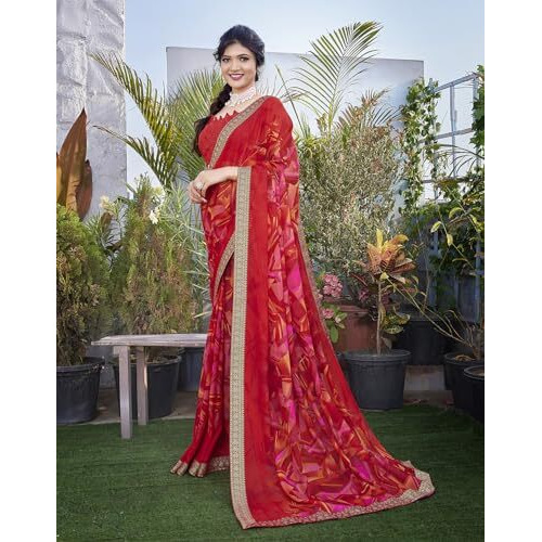 Yashika Woven Georgette Womens Saree (AZ-YS-P1-CHAYA-KIYARA-MAYA-ZUBIYA-Parent_Red 03)