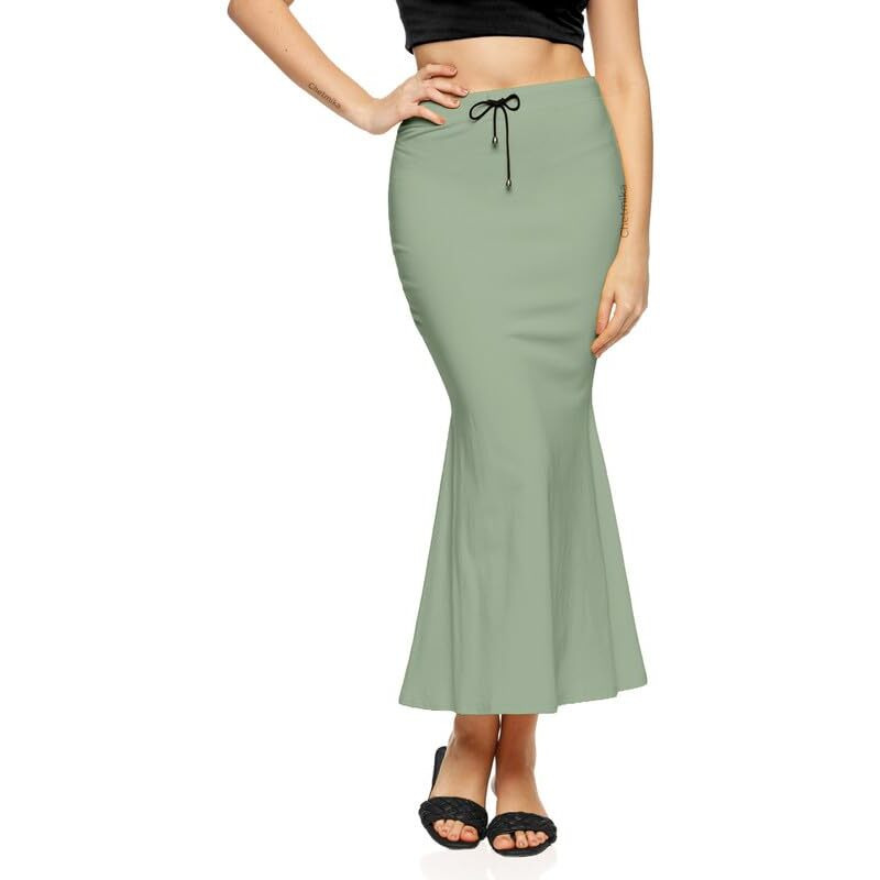 Chetmika Women Saree Shapewear Petticoat (Olive Green, XXL)
