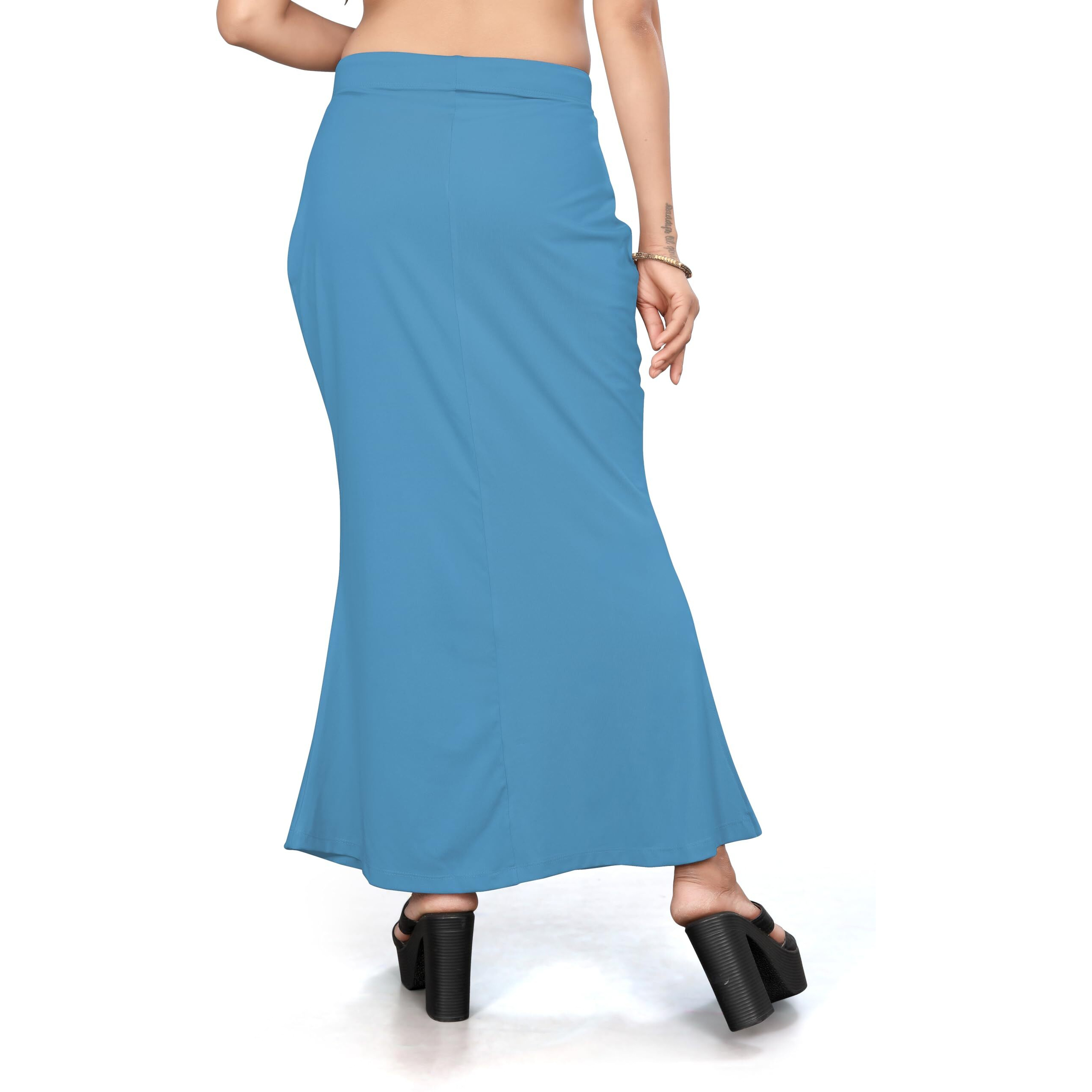 Yashika Present Lycra Saree Shapewear Petticoat for Women||Straight Fit Petticoat Saree Silhouette Shape Wear Dress for Saree|| AZ-YS-OG-Shaper Sky BLUE-3XL