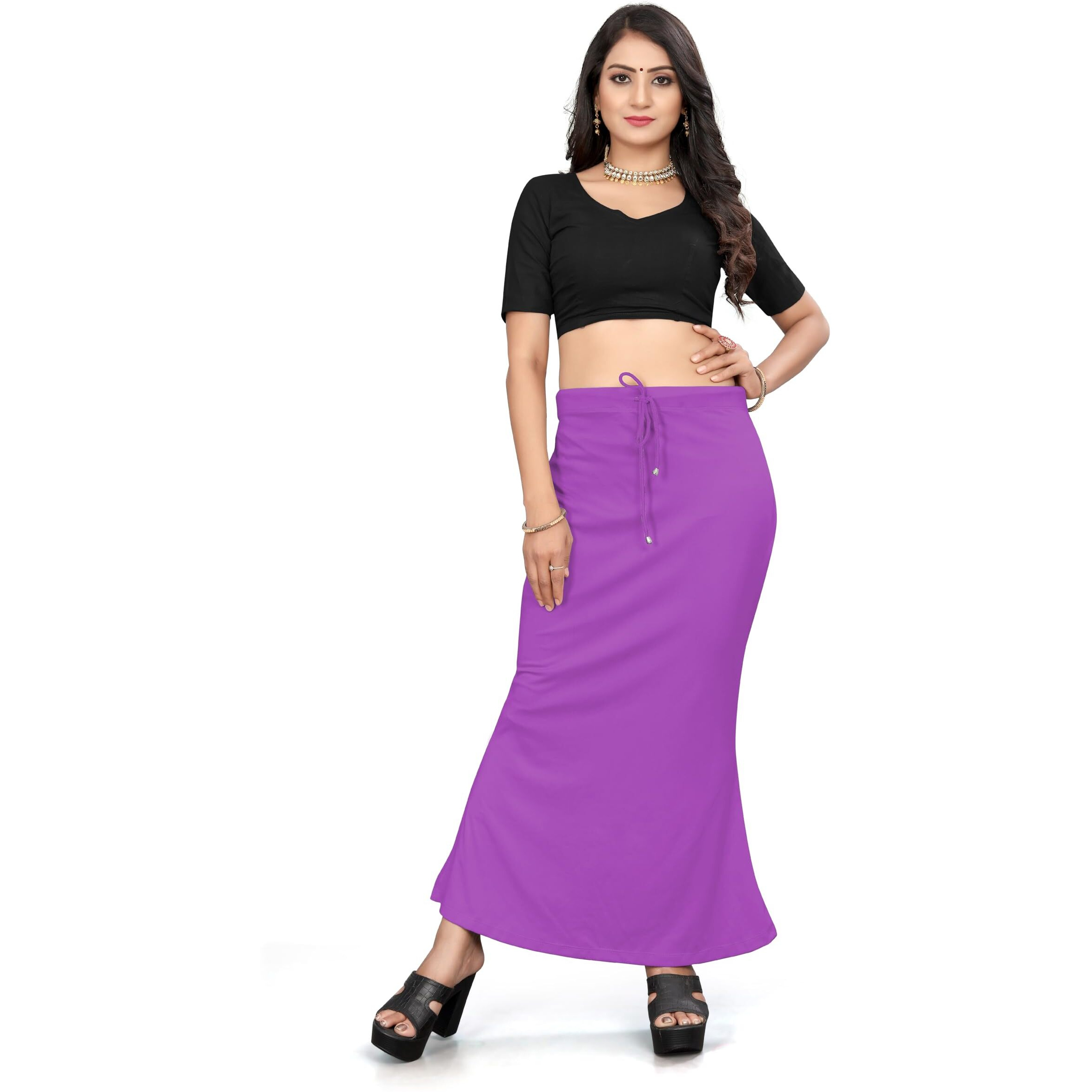 Yashika Present Lycra Saree Shapewear Petticoat for Women||Straight Fit Petticoat Saree Silhouette Shape Wear Dress for Saree|| AZ-YS-OG-Shaper Purple-XL